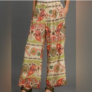 NWT Umgee Wide Leg Border Print Pants